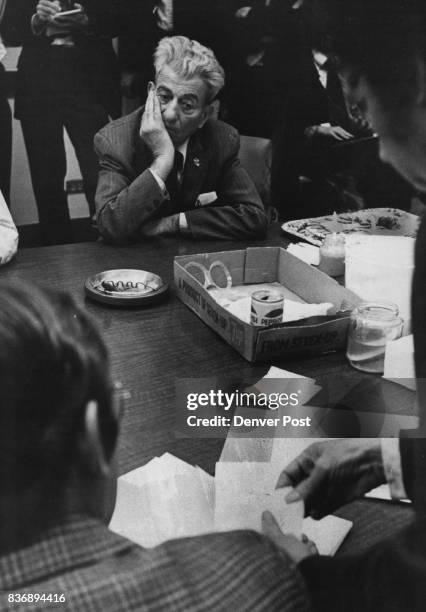 Sen. Vince Massari Glumly Contemplates vote tabulation Massari stalked out of the room after Paul Sandoval's victory for JBC post. Credit: Denver Post