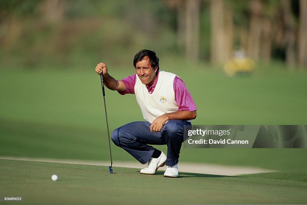 Seve Lines Up Putt