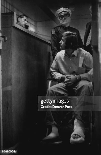 Hijack Suspect Richard Charles LaPoint is Wheeled Into Jefferson County Jail Friday Lt. Clyde Prichett of Jefferson County sheriff's office brings...