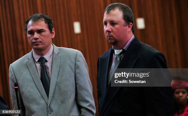 Theo Jackson and Willem Oosthuizen during their appearance at the at the High Court sitting at Middelburg Magistrates Court for charges of assault...