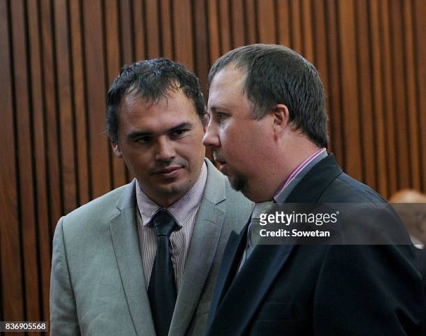 Theo Jackson and Willem Oosthuizen during their appearance at the at the High Court sitting at Middelburg Magistrates Court for charges of assault...