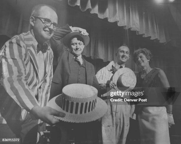 Mrs. David Basotti Questions Three Presidential Hopefuls Denver attorneys Frank King, Larry Baker and Charles Matheson, left to right, portray GOP...