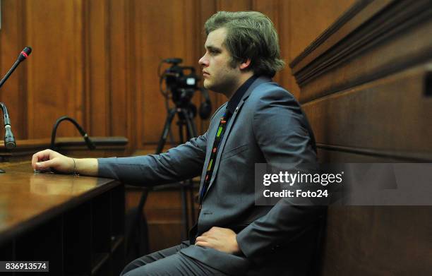 Henri van Breda seen in court on August 21, 2017 in Cape Town South Africa. Van Bredas funds for the court case is running out fast as the state...