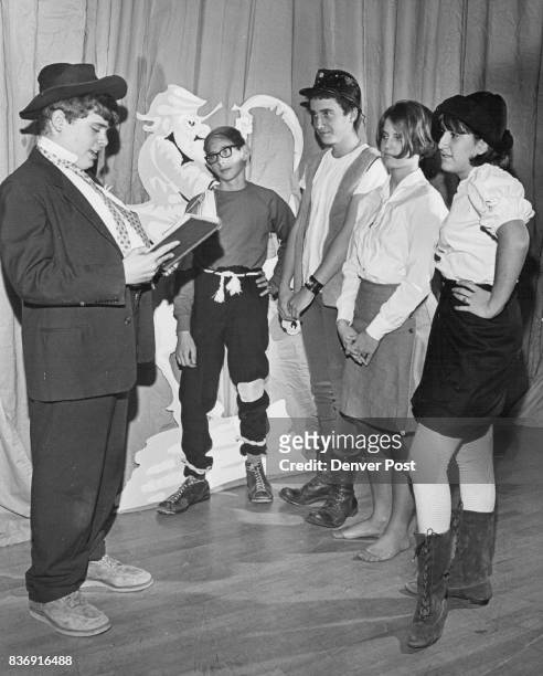 Hill Junior High Schools Students Rehearse For Production Of Li'l Abner From left, Dennis King, 170 S. Holly St., is Marryin' Sam; Jeff Marcus, 115S....
