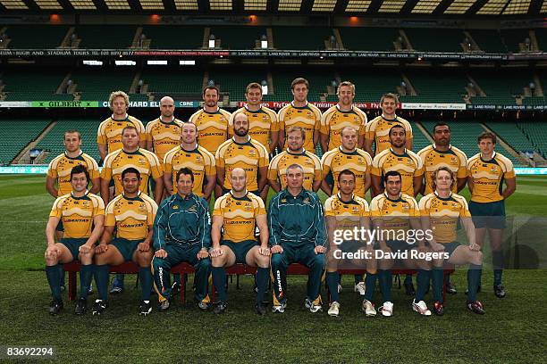 The Australian team pose for a picture during the Captain's Run held at Twickenham Stadium on November 14, 2008 in London, England.