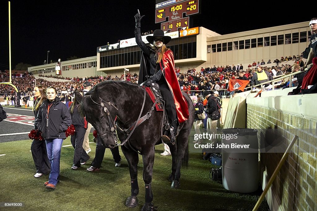 Tt Masked Rider Texas Tech Red Raiders mascot The Masked Rider aboard horse, animal ...