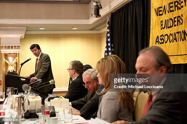 And 2008/2009 NJBA President Stephen Patron addresses the audience while 2007/2008 NJBA President Barry Solondz, NJBA Executive VP Tim Touchey, NJBA...