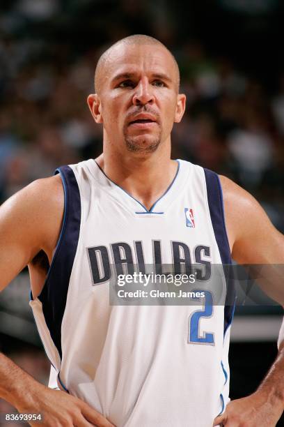 Jason Kidd of the Dallas Mavericks looks across the court during the game against the Cleveland Cavaliers on November 3, 2008 at American Airlines...