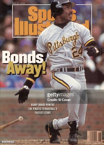 May 4, 1992 Sports Illustrated via Getty Images Cover: Baseball: Pittsburgh Pirates Barry Bonds in action, at bat vs Chicago Cubs. Chicago, IL...