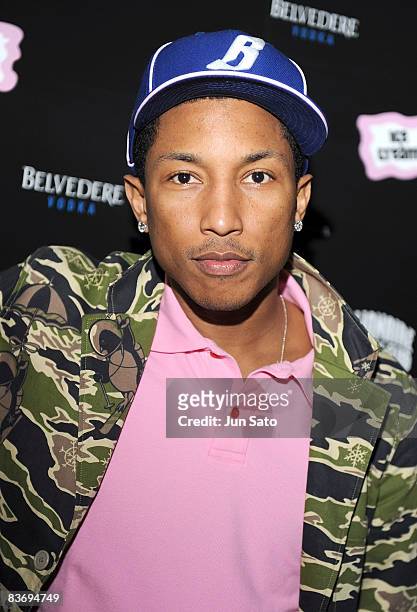 Singer Pharrell Williams attends The Ice Cream Store 3rd Anniversary Party at Le Baron on November 14, 2008 in Tokyo, Japan.