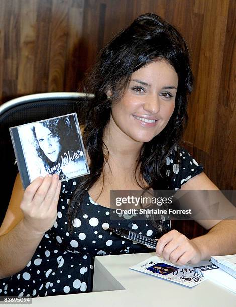 Laura White X Factor Finalist performs homecoming show for fans at Carphone Warehouse on November 14, 2008 in Bolton, England.