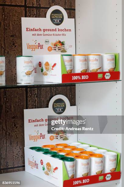 Products are displayed at the temporary 'Die Hoehle der Loewen' pop-up-store on August 22, 2017 in Cologne, Germany.