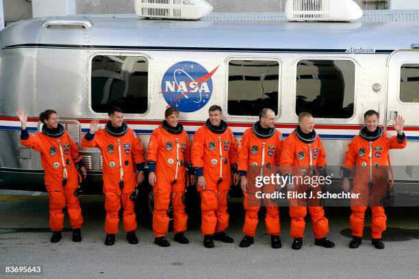 Space Shuttle Endeavour STS-126 crew members, Commander Christopher Ferguson, pilot Eric Boe, mission specialists Donald Pettit, Steve Bowen,...