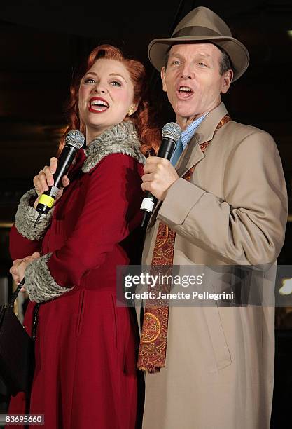 The Broadway Cast of "Irving Berlin's White Christmas", Kristen Beth Williams and Stephen Bogardus attend the 2008 Lord & Taylor holiday window...