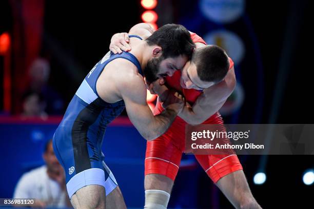 Surkov of Russia and Malkhasian of France during the Men's 66 Kg Greco-Roman competition during the Paris 2017 World Championships at AccorHotels...