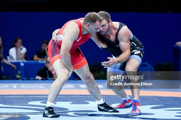 Lorentz of France and H Nabi of Estonia during the Men's 130 Kg Greco-Roman competition during the Paris 2017 World Championships at AccorHotels...