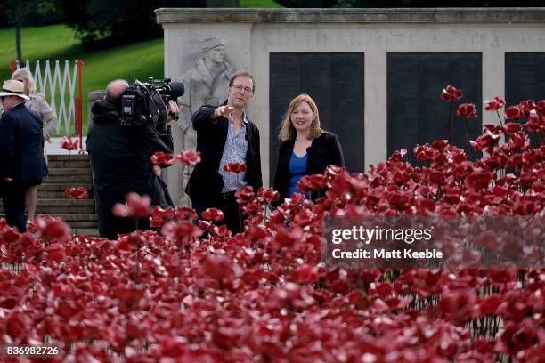 Designer Tom Piper attends the poppy sculpture 'Wave' opening at the CWGC Naval Memorial, as part of a UK wide tour organised by 14-18 NOW on August...