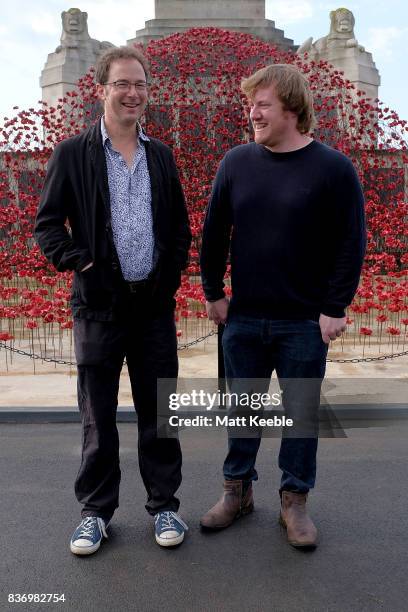 Designer Tom Piper and Artist Paul Cummins attending the poppy sculpture 'Wave' opening at the CWGC Naval Memorial, as part of a UK wide tour...