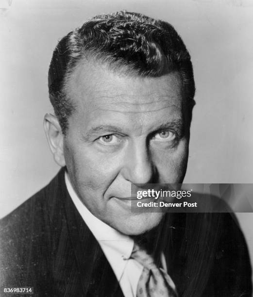 Exacting Role: Ralph Bellamy plays the part of Damon Runyon in Chrysler Corporation's "Climax!" re-creation of Broadway in the Roaring 20's, "Mr....