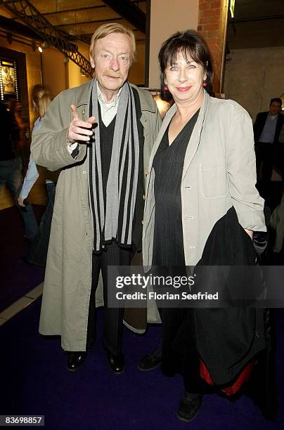 Actor Otto Sander and Monika Hansen attend the premiere of 'Palermo Shooting' at cinema Kulturbrauerei on November 14, 2008 in Berlin, Germany.