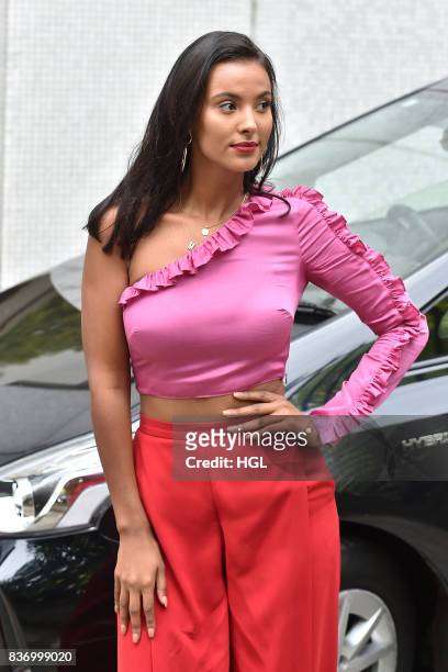 Maya Jama seen at the ITV Studios on August 22, 2017 in London, England.