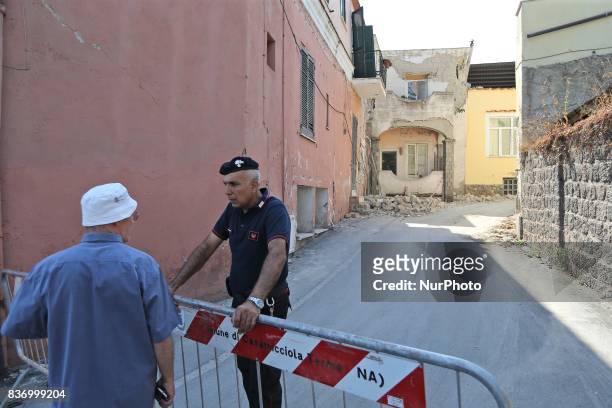 House, destroyed in the earthquake, is seen in one of the more heavily damaged areas on August 22, 2017 in Casamicciola Terme, Italy. A magnitude-4.0...