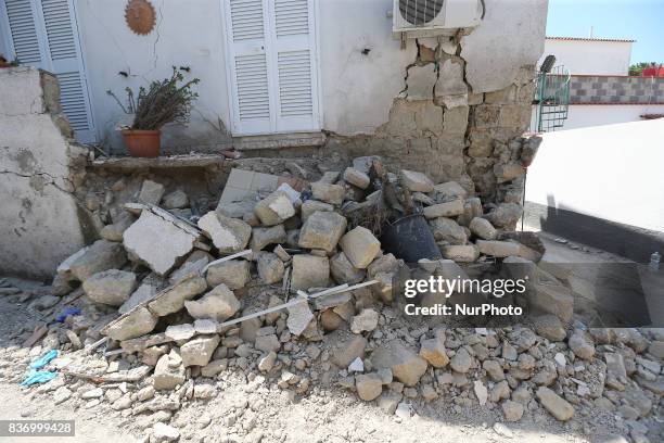 House, destroyed in the earthquake, is seen in one of the more heavily damaged areas on August 22, 2017 in Casamicciola Terme, Italy. A magnitude-4.0...