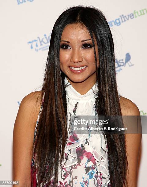 Actress Brenda Song arrives at the Jonas Brothers' launch party for 77kids held at the Roxy on November 14, 2008 in Los Angeles, California.