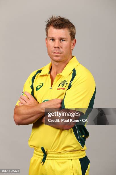 David Warner poses during the Australian ODI series headshots session at WACA on January 10, 2016 in Perth, Australia.