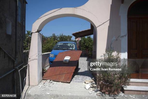 House, damaged in the earthquake, is seen in one of the more heavily damaged areas on August 22, 2017 in Casamicciola Terme, Italy. A magnitude-4.0...