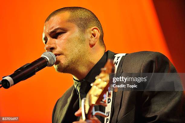 Jason Kerrison of the band Op Shop performs on stage during the Raukatauri Music Therapy Centre Charity Auction at the Auckland Town Hall on November...