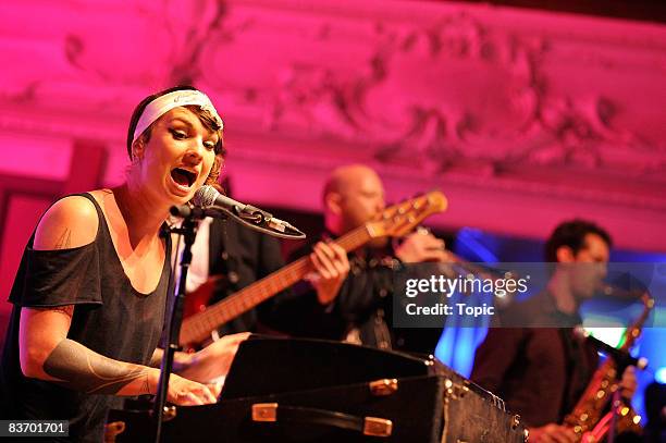 Hollie Smith performs on stage with Supergroove during the Raukatauri Music Therapy Centre Charity Auction at the Auckland Town Hall on November 15,...