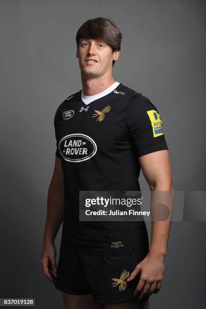 James Gaskell of Wasps poses for a portrait during the Wasps photocall for the 2017-2018 Aviva Premiership Rugby season at Ricoh Arena on August 22,...