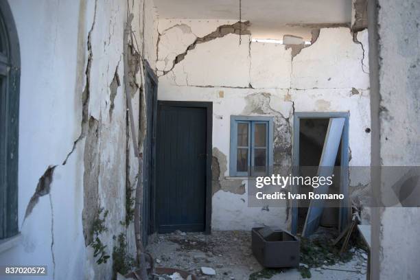 House, damaged in the earthquake, is seen in one of the more heavily damaged areas on August 22, 2017 in Casamicciola Terme, Italy. A magnitude-4.0...