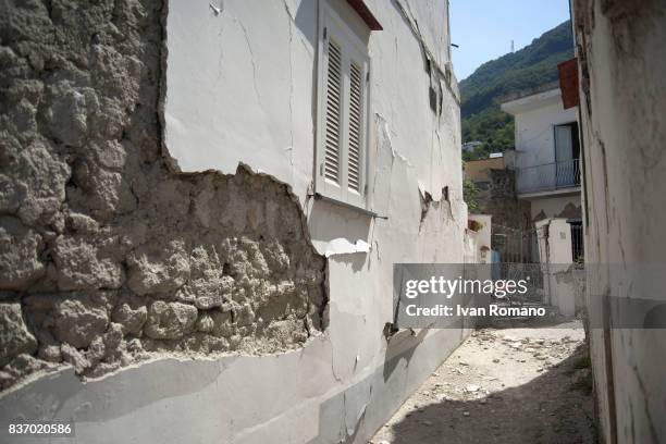 House, damaged in the earthquake, is seen in one of the more heavily damaged areas on August 22, 2017 in Casamicciola Terme, Italy. A magnitude-4.0...