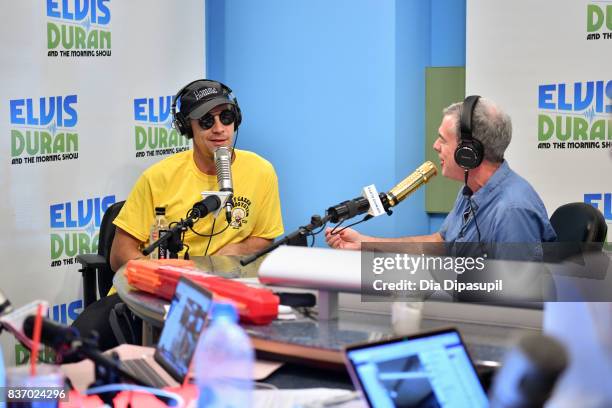 Elvis Duran interviews Diplo during his visit to "The Elvis Duran Z100 Morning Show" at Z100 Studio on August 22, 2017 in New York City.