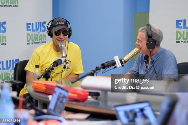 Elvis Duran interviews Diplo during his visit to "The Elvis Duran Z100 Morning Show" at Z100 Studio on August 22, 2017 in New York City.