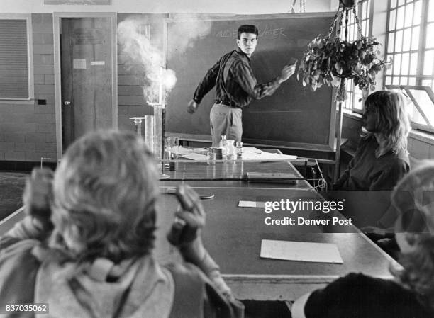William Lebherz led a science class in an experiment in spontaneous combustion. Lebherz is a junior in metallurgical engineering at the Colorado...