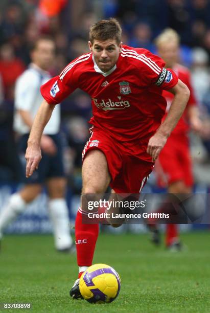 Steven Gerrard of Liverpool in action during the Barclays Premier League match between Bolton Wanderers and Liverpool at the Reebok Stadium on...