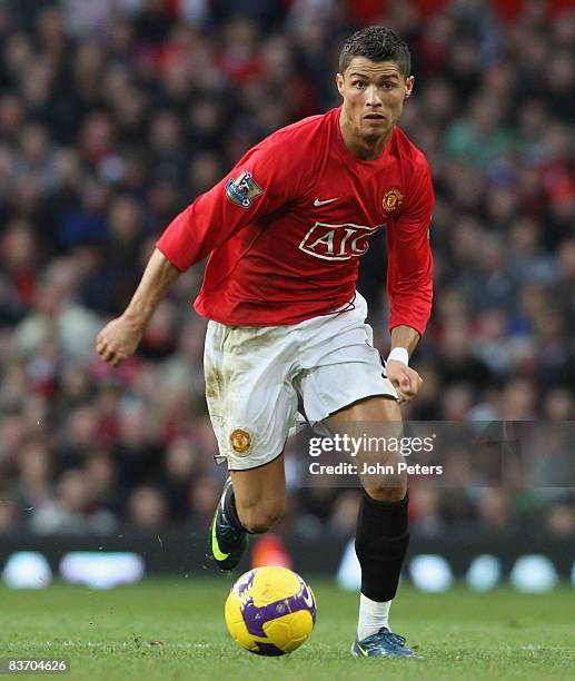 Cristiano Ronaldo of Manchester United in action during the Barclays Premier League match between Manchester United and Stoke City at Old Trafford on...