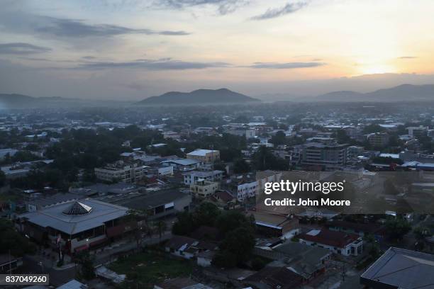 Dawn breaks on August 19, 2017 in San Pedro Sula, Honduras. The city of some 800,000 people was dubbed "murder capital of the world" before it was...