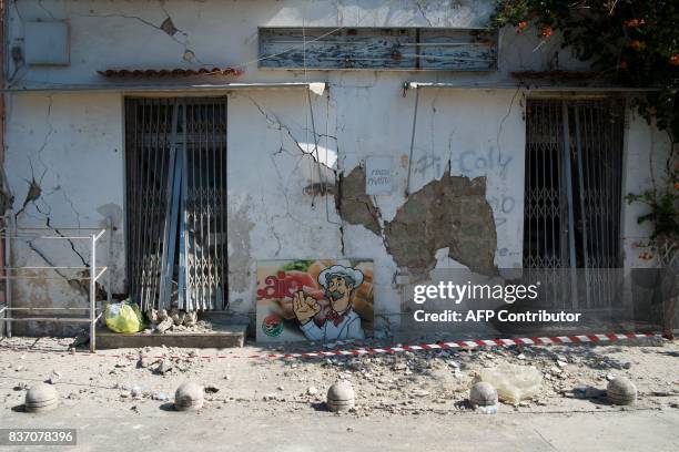 Picture shows damages in Casamicciola Terme, on the Italian island of Ischia, on August 22 after an earthquake hit the popular Italian tourist island...