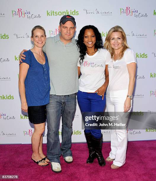 Lisa O'Malley, Mike O'Malley, Garcelle Beauvais-Nilon and Michelle Kaplan attend Kitson's Petit Bijou By Garcelle Launch Party on November 15, 2008...