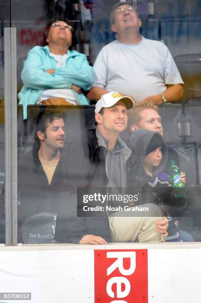 Actor Christian Slater attends the NHL game between the Nashville Predators and the Los Angeles Kings during the game on November 15, 2008 at Staples...
