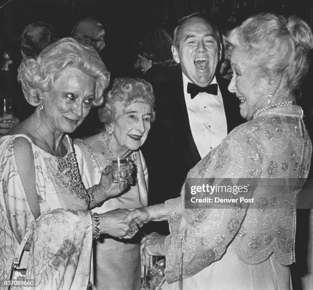 Helen Hayes honored by central city Paying homage to Helen Hayes are from left, Mrs. Harry Ruston, Mrs. Stanley Wright and E. Atwill Gilman Jr....