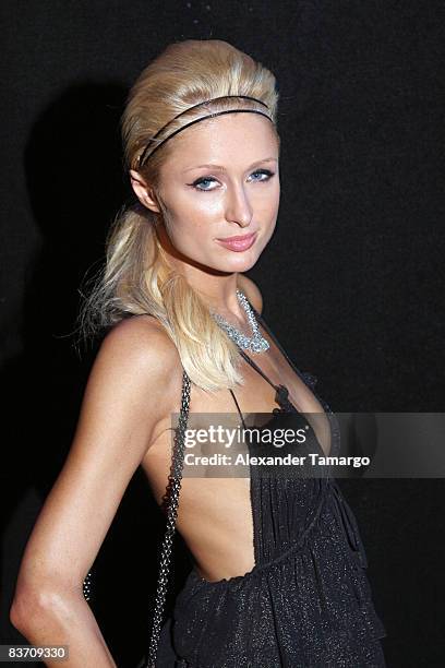 Paris Hilton attends the 2008 Victoria's Secret fashion show at the Fountainebleau Miami Beach on November 15, 2008 in Miami Beach, Florida.