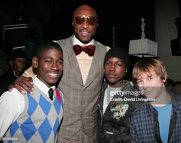 Actors Kwame Boateng, professional basketball player Lamar Odom, Kofi Siriboe and actor Logan Miller attend the Cathy's Kids and Lamar Odom...