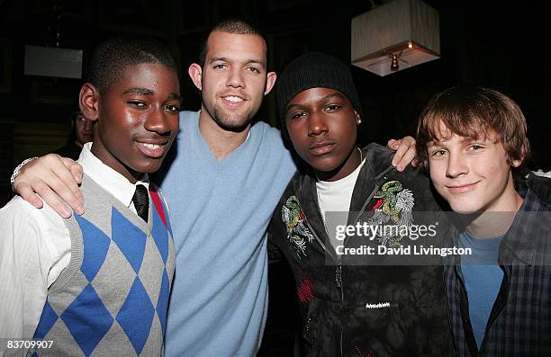 Actor Kwame Boateng, professional basketball player Jordan Farmar and actors Kofi Siriboe and Logan Miller attend the Cathy's Kids and Lamar Odom...