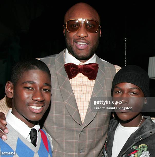 Actor Kwame Boateng, professional basketball player Lamar Odom and actor Kofi Siriboe attend the Cathy's Kids and Lamar Odom Foundation event at S...