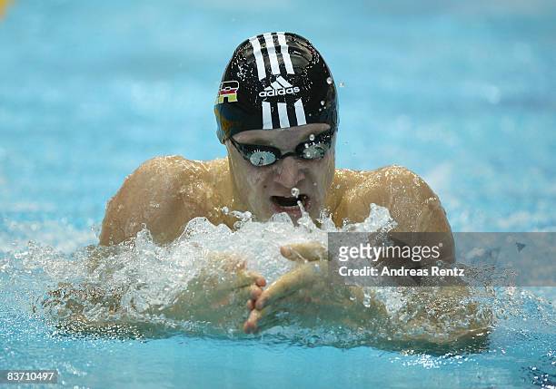 Dimitri Colupaev of Germany competes during the heats of the men's 200m individual medley event at the FINA short course swimming World Cup final on...